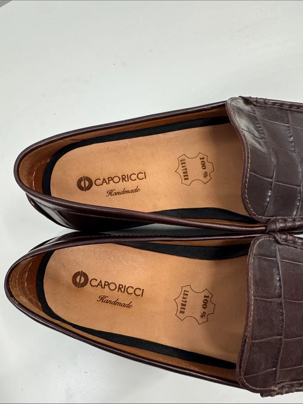 Caporicci XL-Wide size 42 Real genuine alligator Leather Penny Loafers.